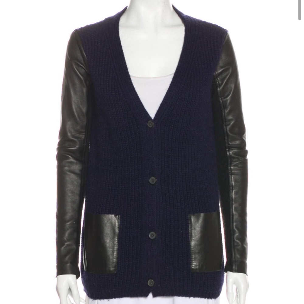 Maje leather sleeve cardigan